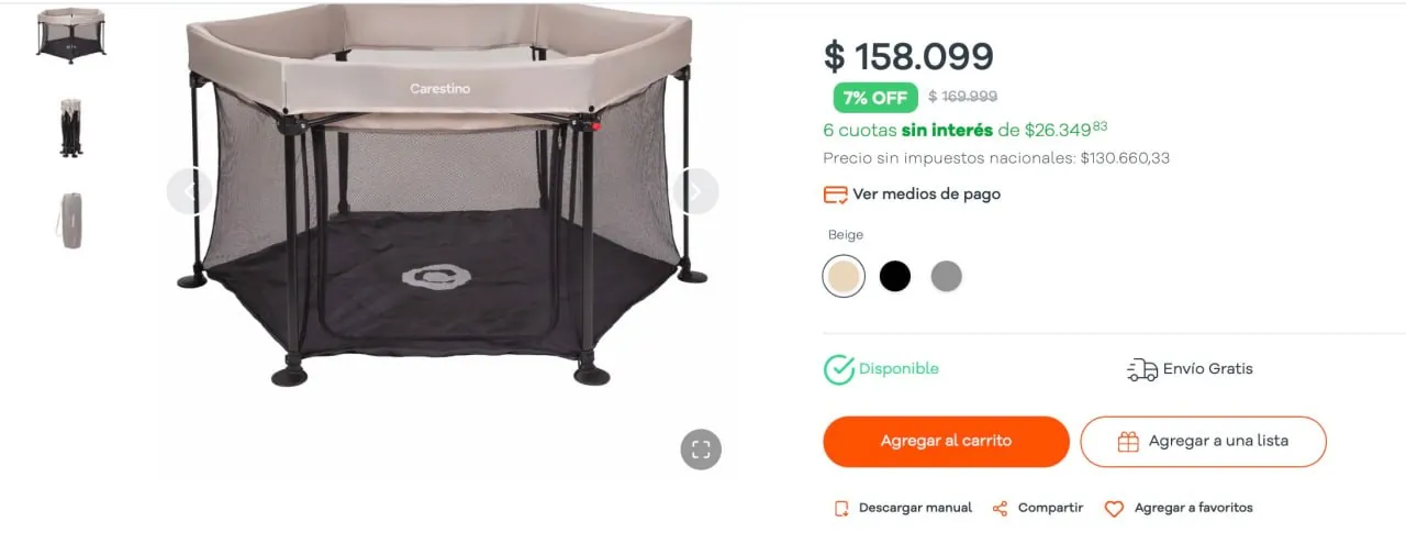 Продам манеж Carestino Islandia с фирменным чехлом